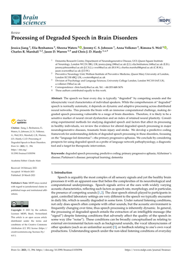 Processing of Degraded Speech in Brain Disorders