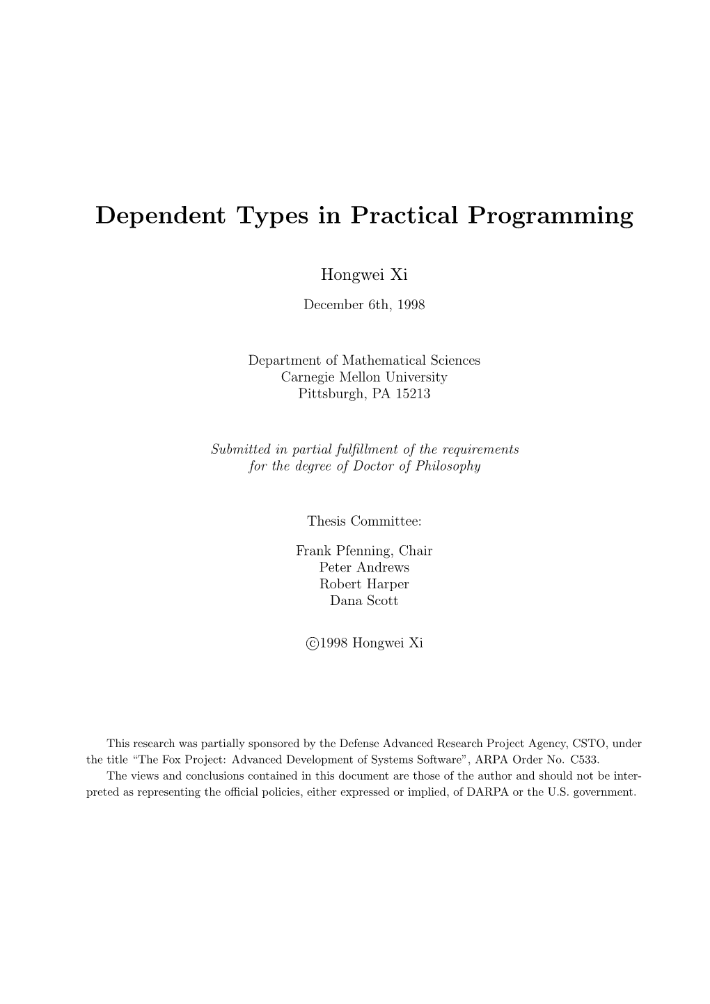 Dependent Types in Practical Programming