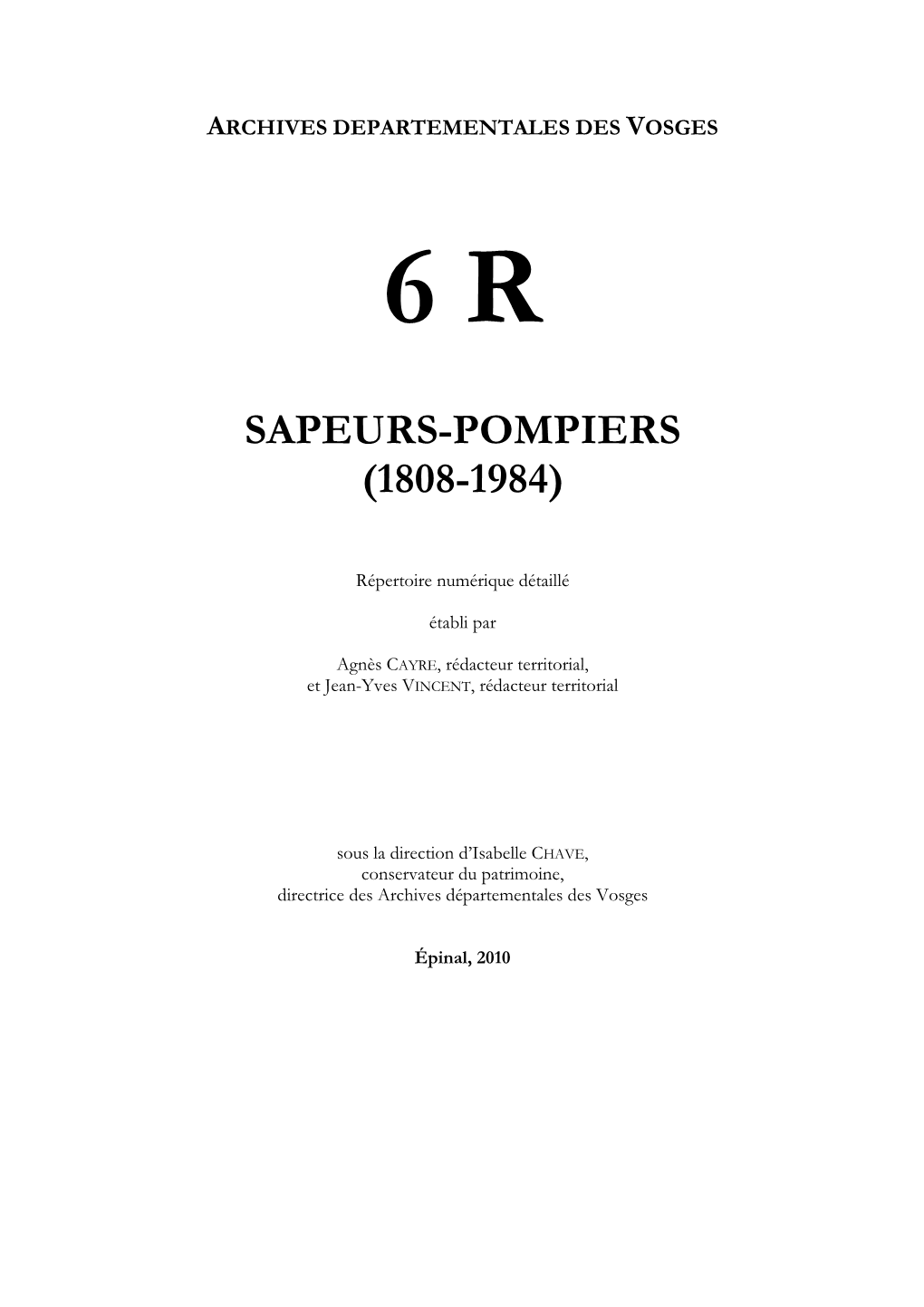 Sapeurs-Pompiers 1808-1984.Pdf