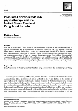LSD Psychotherapy and the United States