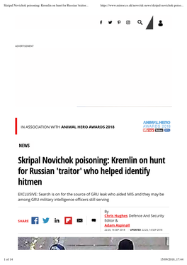 Skripal Novichok Poisoning: Kremlin on Hunt for Russian 'Traitor' Who Helped Identify Hitmen