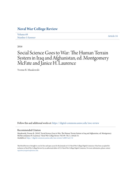 The Human Terrain System in Iraq and Afghanistan, Ed. Montgomery Mcfate and Janice H. Laurence