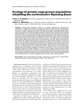 Ecology of Greater Sage-Grouse Populations Inhabiting the Northwestern Wyoming Basin