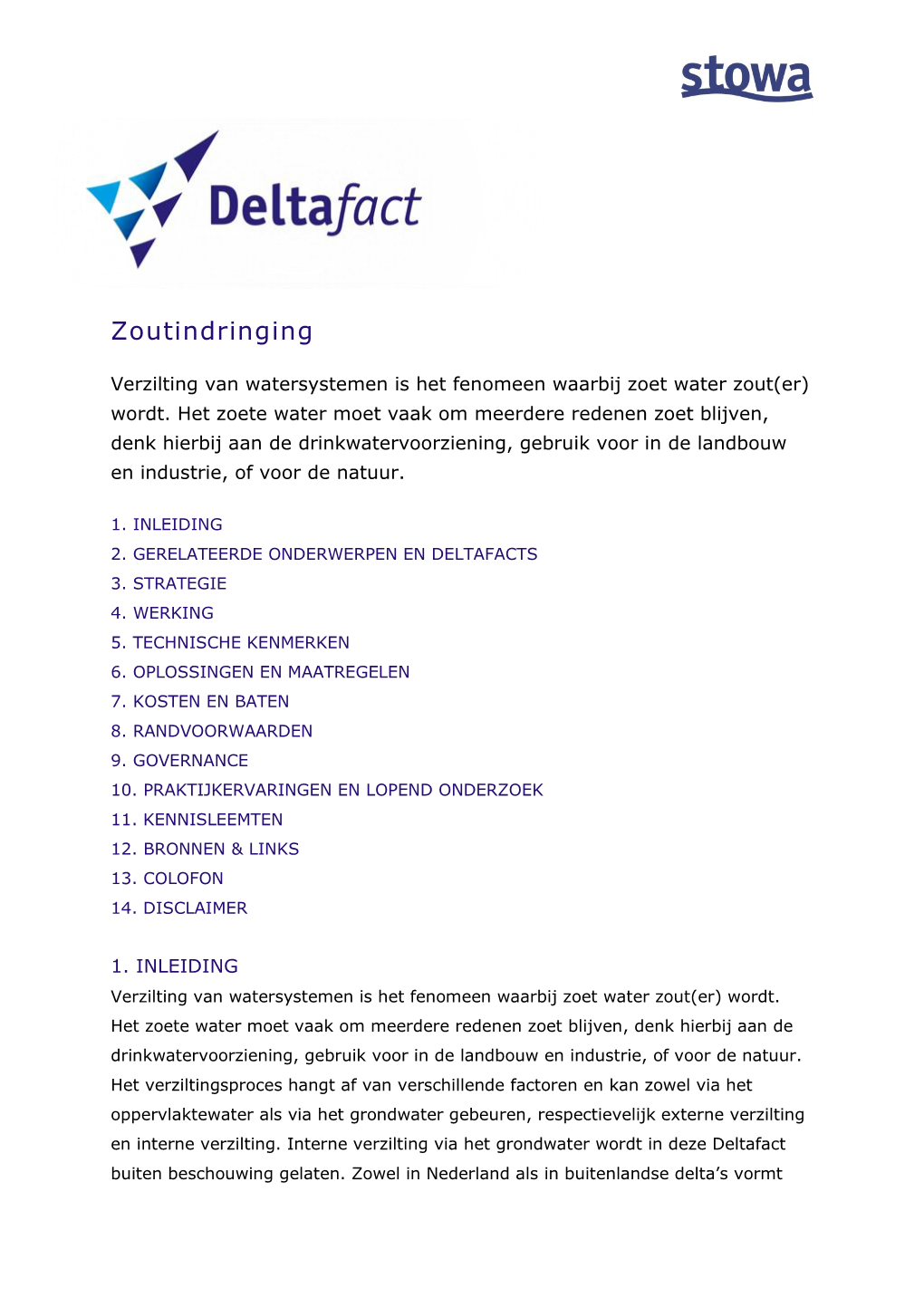 Deltafact Zoutindringing, Versie November 2020