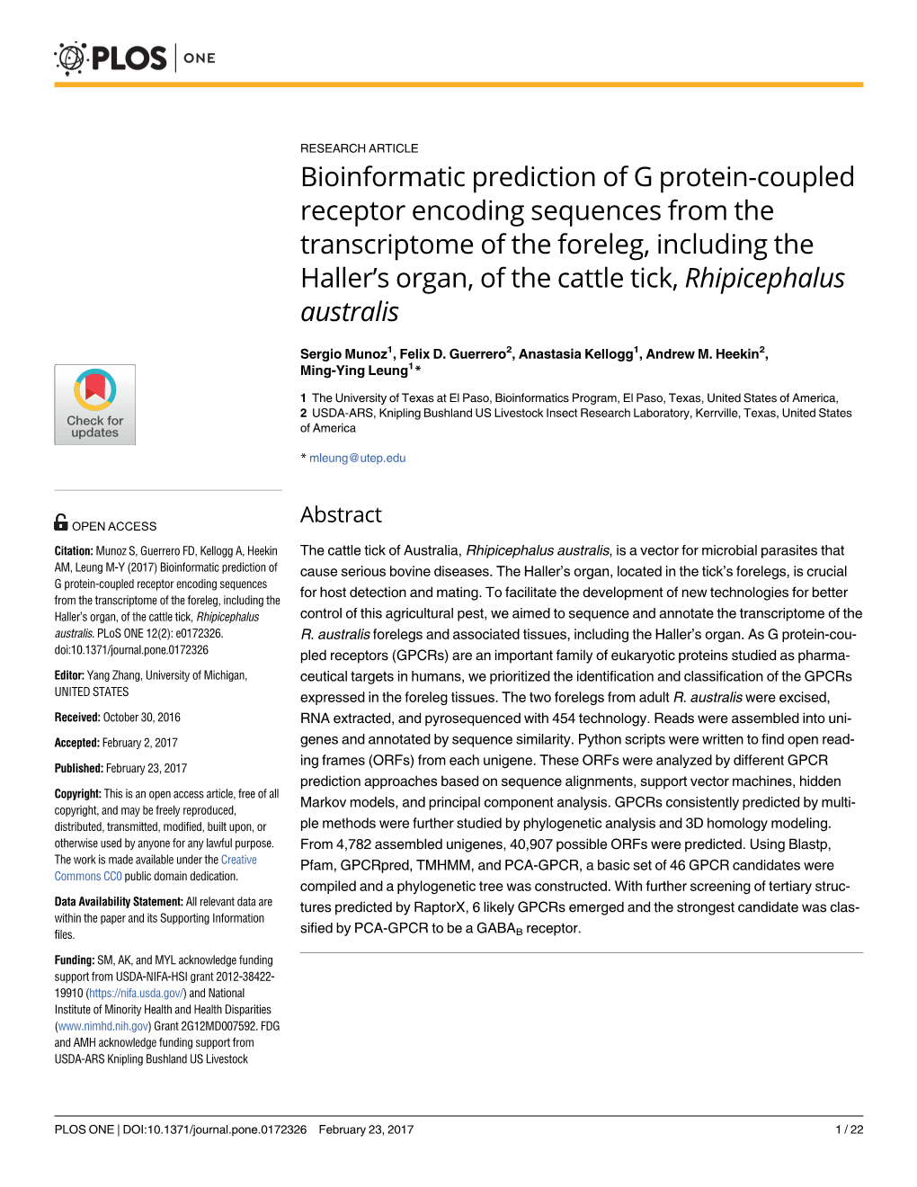 Bioinformatic Prediction of G Protein-Coupled Receptor Encoding