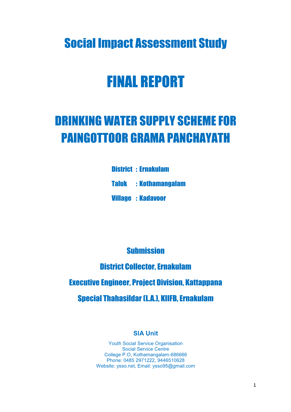 Drinking Water Supply Scheme for Paingottoor Grama Panchayath