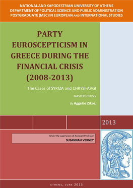 Party Euroscepticism in Greece During the Financial Crisis
