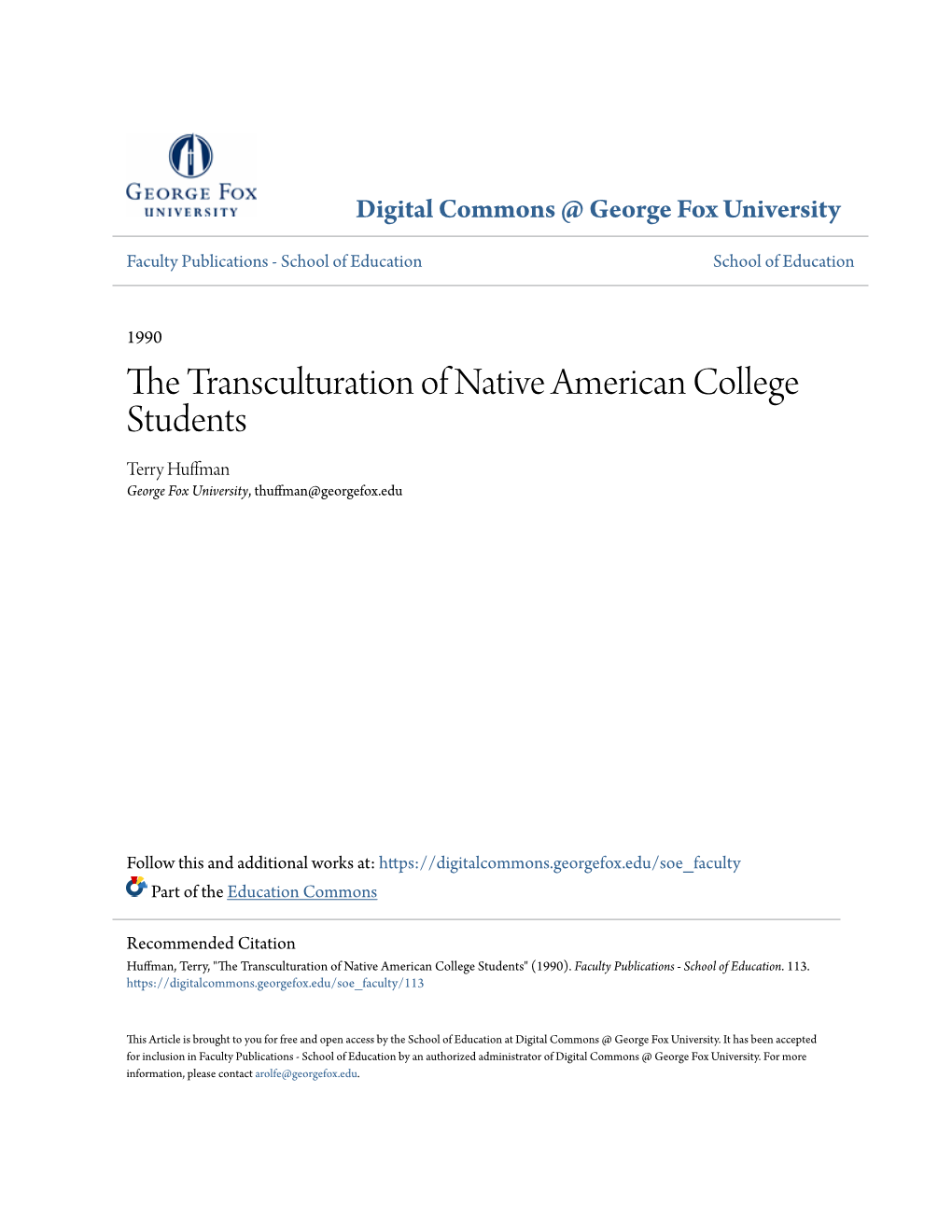 The Transculturation of Native American College Students