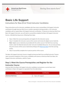 Basic Life Support Instructions for New (First-Time) Instructor Candidates