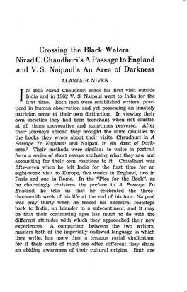 Crossing the Black Waters: Nirad C. Chaudhuri's a Passage to England and V