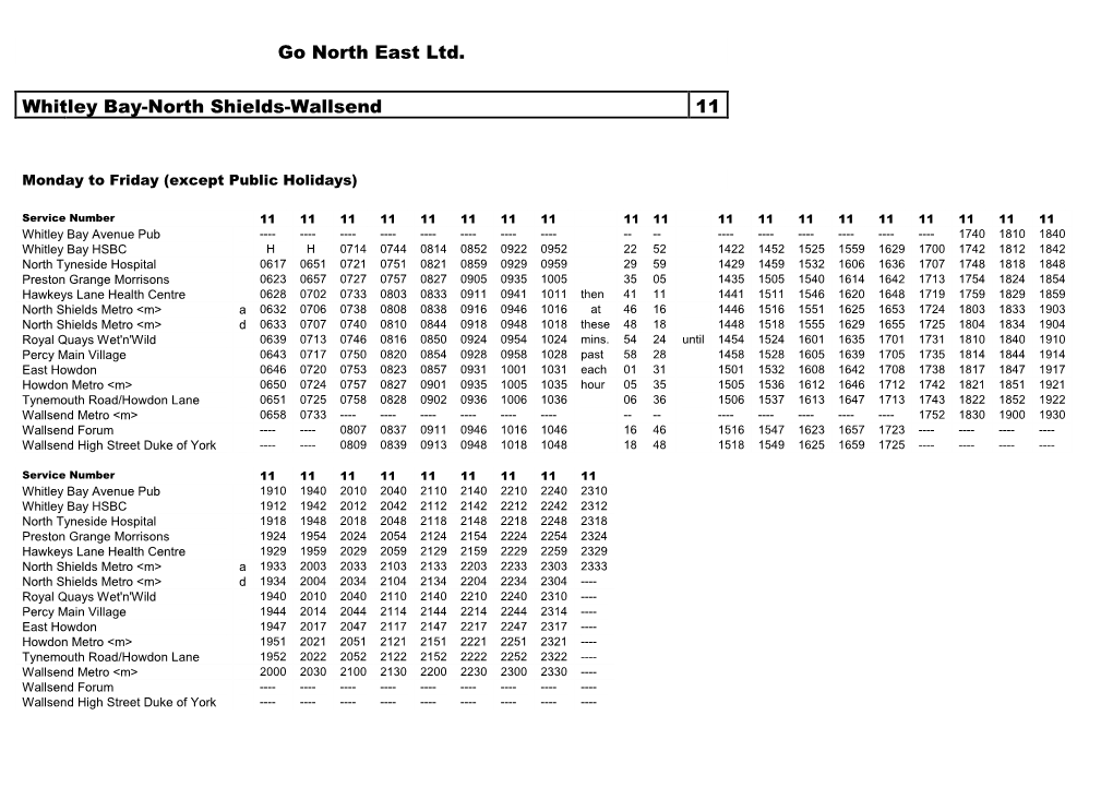 Go North East Ltd. Whitley Bay-North Shields-Wallsend 11