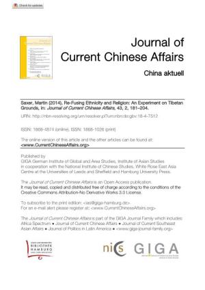 Re-Fusing Ethnicity and Religion: an Experiment on Tibetan Grounds, In: Journal of Current Chinese Affairs, 43, 2, 181–204