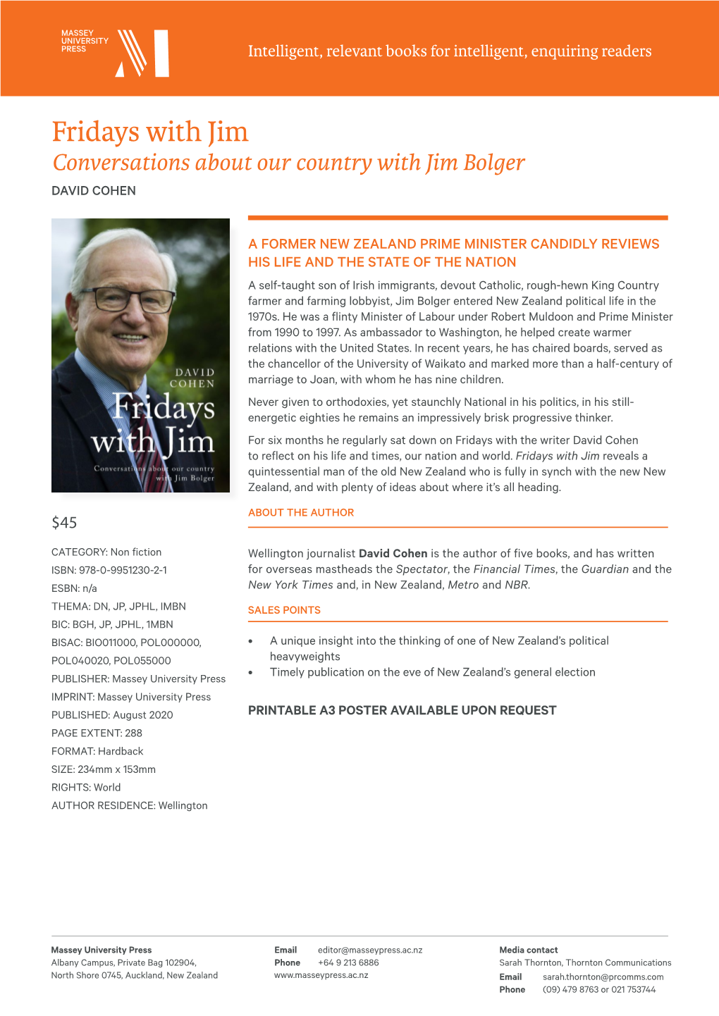 Fridays with Jim Conversations About Our Country with Jim Bolger DAVID COHEN