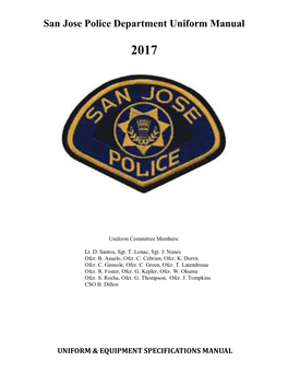 San Jose Police Department Uniform Manual