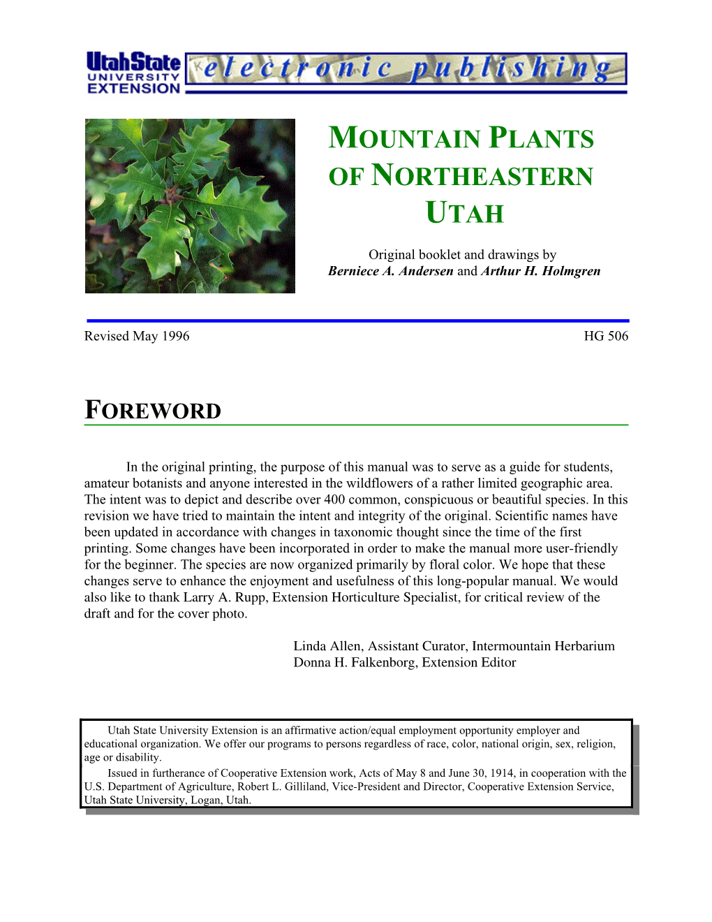 Mountain Plants of Northeastern Utah