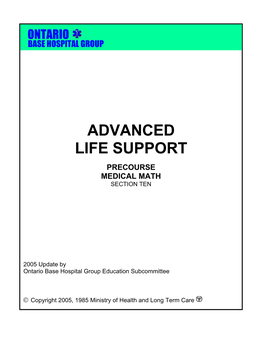 Advanced Life Support Precourse Medical Math Section Ten