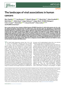 The Landscape of Viral Associations in Human Cancers