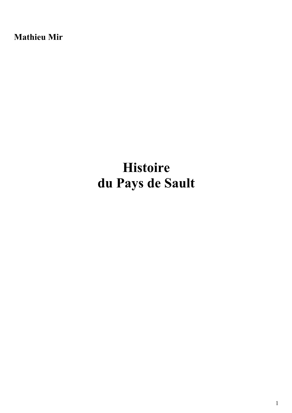 Histoire Du Pays De Sault