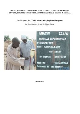 Final Report for CCAFS West Africa Regional Program
