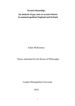 An Analysis of Gay Men As Sexual Citizens in Nonmetropolitan England and Ireland