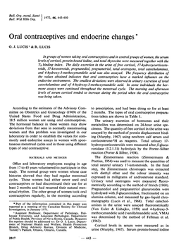 Oral Contraceptives and Endocrine Changes* 0