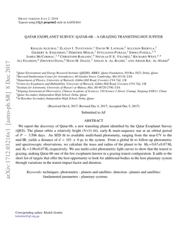 Qatar Exoplanet Survey: Qatar-6B--A Grazing Transiting Hot Jupiter