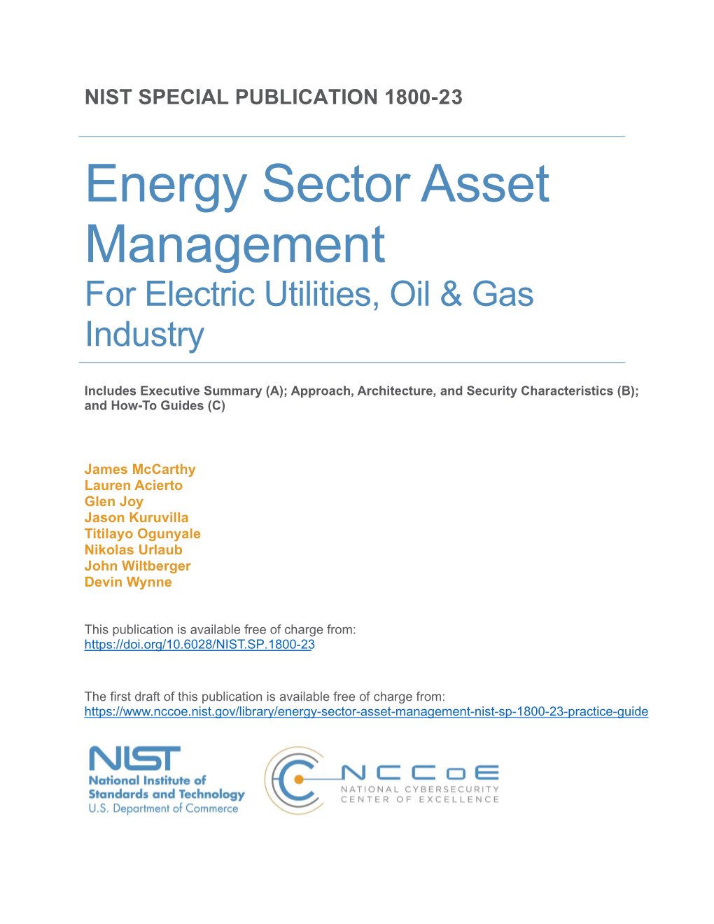 NIST: SP 1800-23 Energy Sector Asset Management