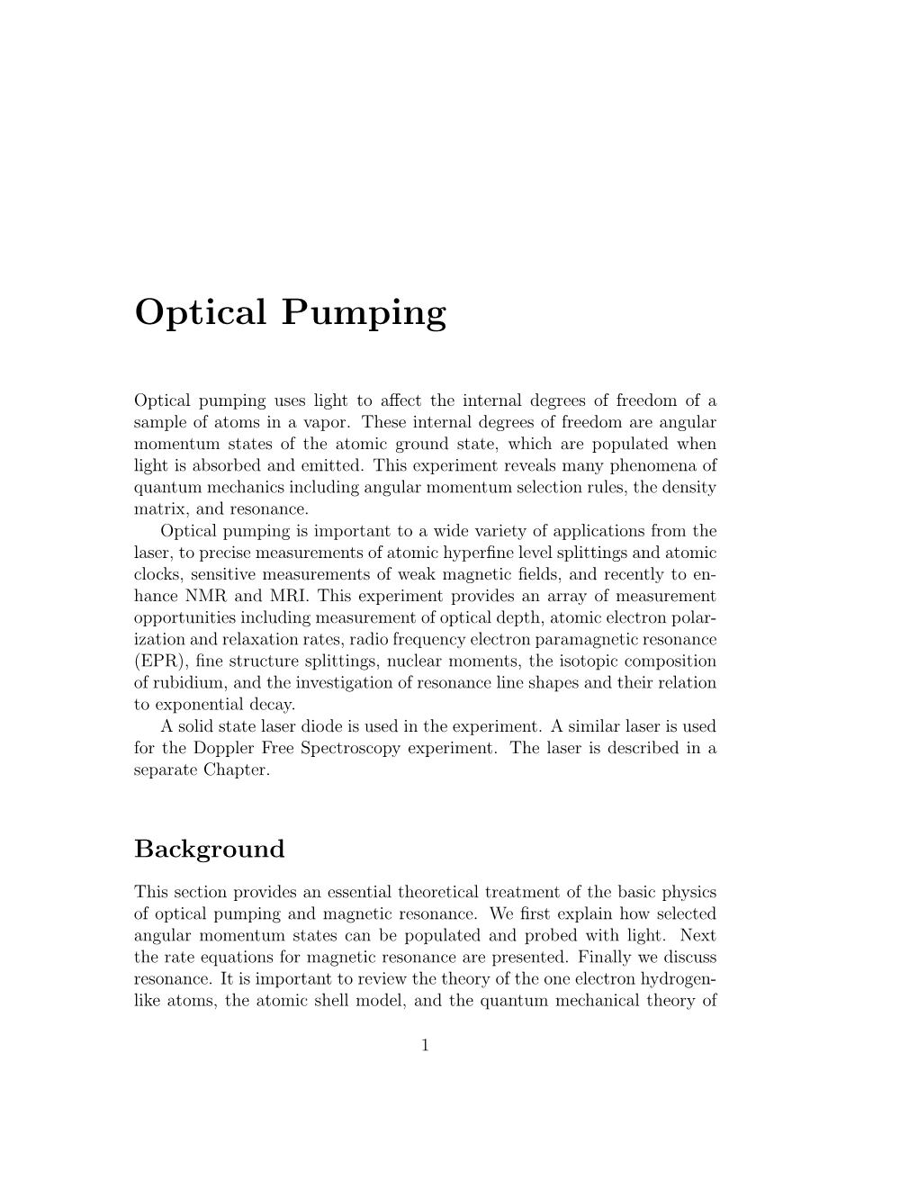 Optical Pumping