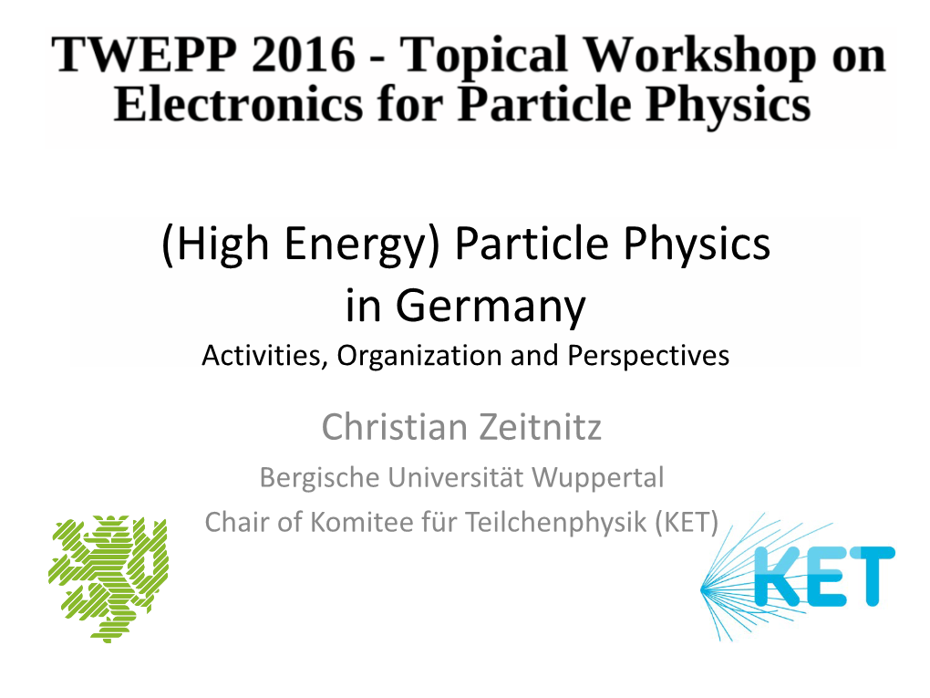 (High Energy) Particle Physics in Germany