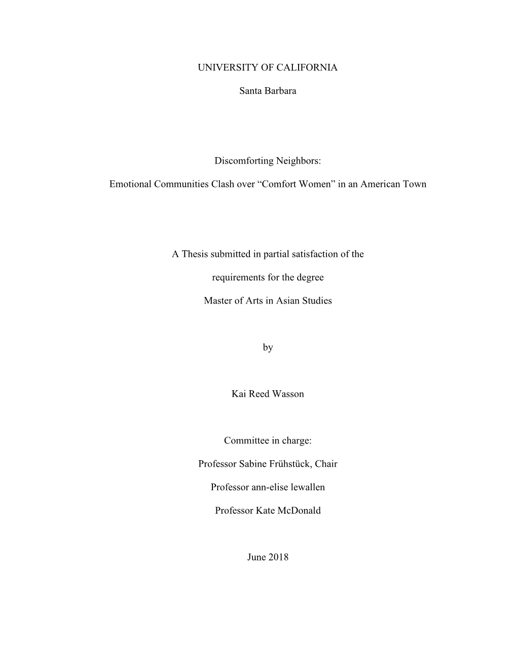 UC Santa Barbara Dissertation Template