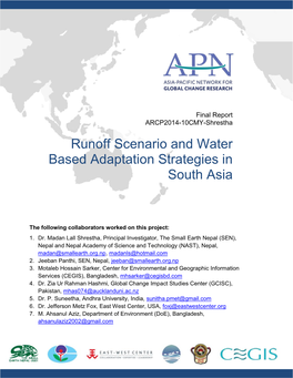 Runoff Scenario and Water Based Adaptation Strategies in South Asia
