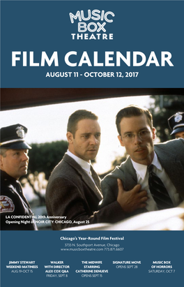 Film Calendar August 11 - October 12, 2017