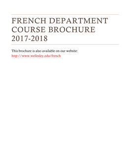 French Department Course Brochure 2017-2018