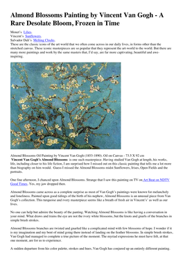 Almond Blossoms Painting by Vincent Van Gogh - a Rare Desolate Bloom, Frozen in Time