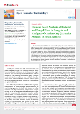 Illumina Based Analysis of Bacterial and Fungal Flora in Foreguts and Hindguts of Crucian Carp (Carassius Aumtus) in Retail Markets