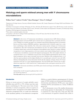 Histology and Sperm Retrieval Among Men with Y Chromosome Microdeletions