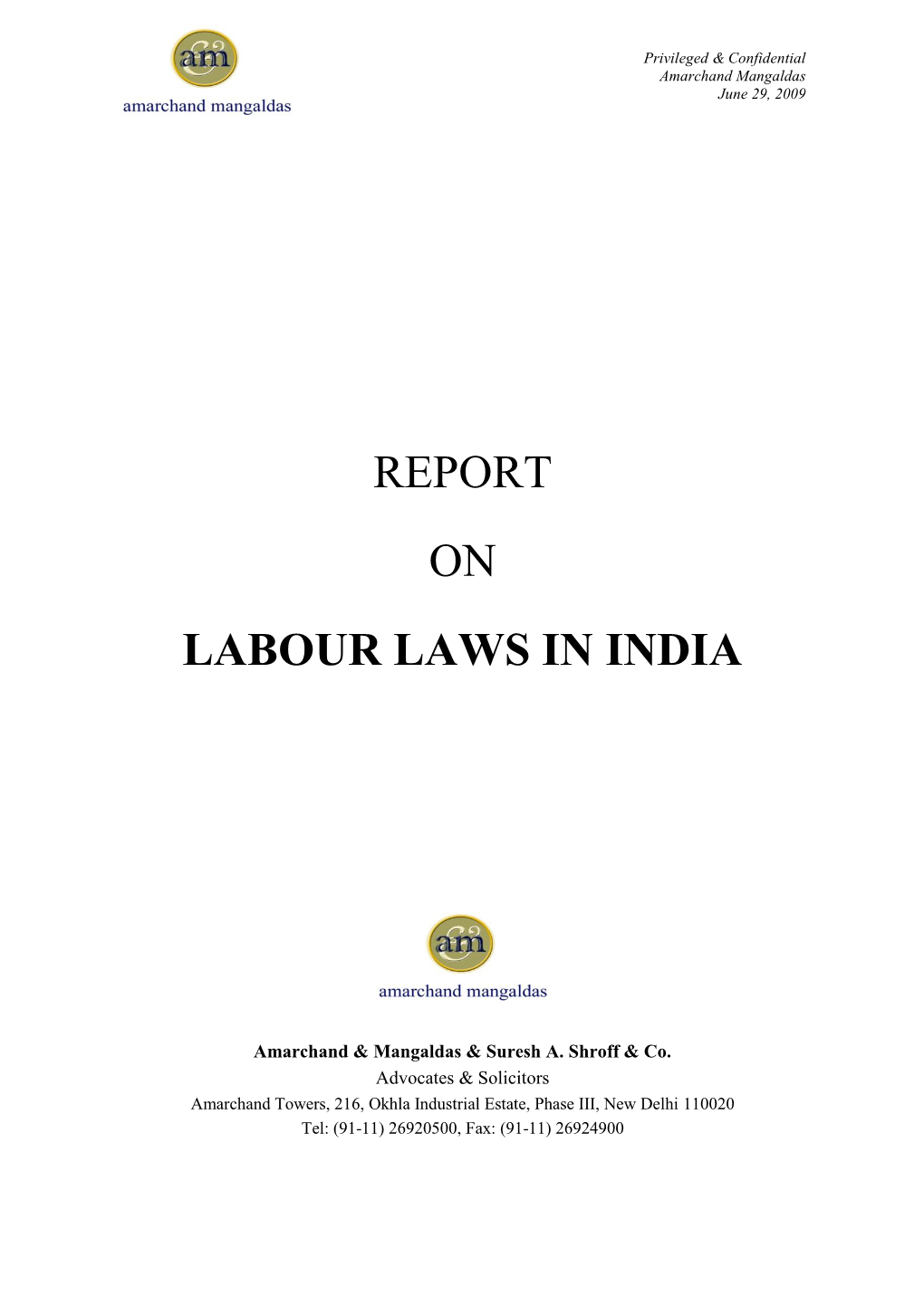 Report on Labour Laws in India