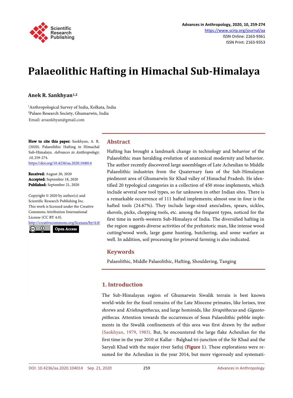 Palaeolithic Hafting in Himachal Sub-Himalaya