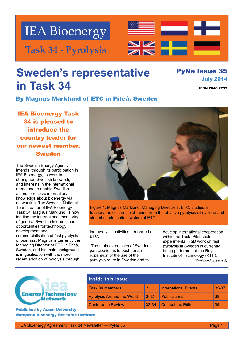 IEA Bioenergy Task 34 ‐ Pyrolysis