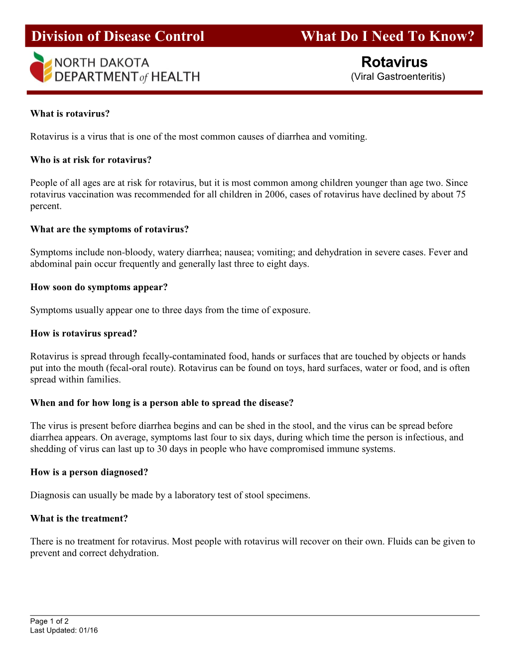 Rotavirus Division of Disease Control What Do I Need to Know?