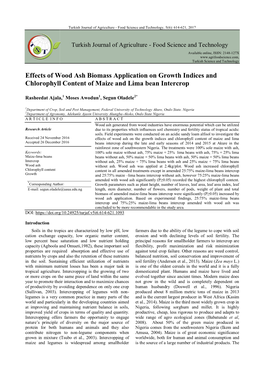 Effects of Wood Ash Biomass Application on Growth Indices and Chlorophyll Content of Maize and Lima Bean Intercrop
