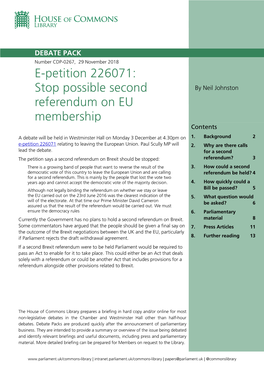 E-Petition 226071: Stop Possible Second Referendum on EU Membership 3