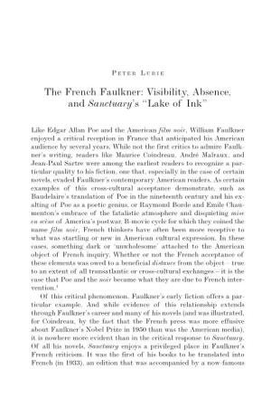The French Faulkner: Visibility, Absence, and Sanctuary’S “Lake of Ink”