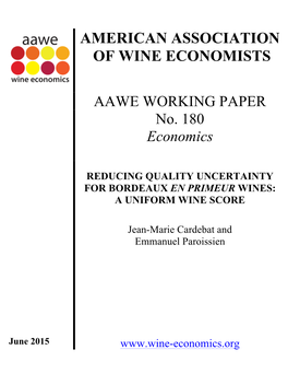 Economics REDUCING QUALITY UNCERTAINTY for BORDEAUX