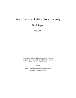 South Carolina Deaths in Police Custody 2006