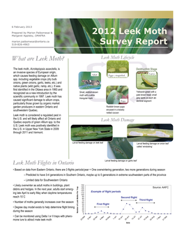 2012 Leek Moth Survey Report Past Surveys of Leek Moth in Ontario