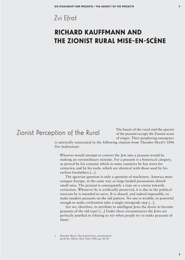 Zionist Perception of the Rural Zvi Efrat Richard Kauffmann and the Zionist Rural Mise-En-Scène