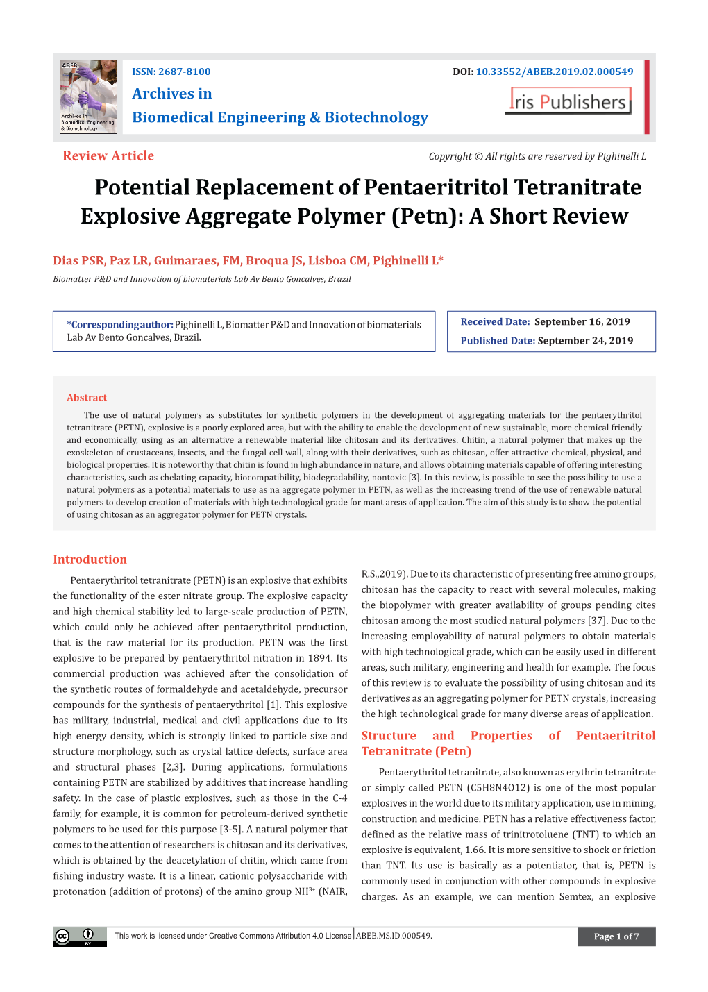 Petn): a Short Review