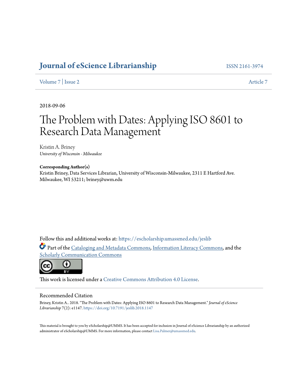 The Problem with Dates: Applying ISO 8601 to Research Data Management