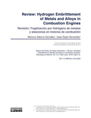 Hydrogen Embrittlement of Metals and Alloys in Combustion Engines
